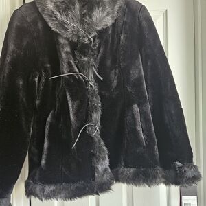 Utex Black Faux Fur Teddy Jacket-G/L